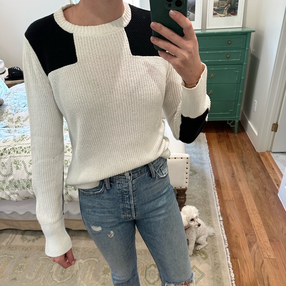 Rag & Bone Black and White Moto Sweater